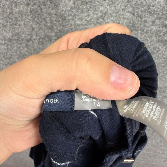 Tommy Hilfiger Pants Women 14 Blue Plaid High Rise Chino Flat Front Pockets - Picture 7 of 9